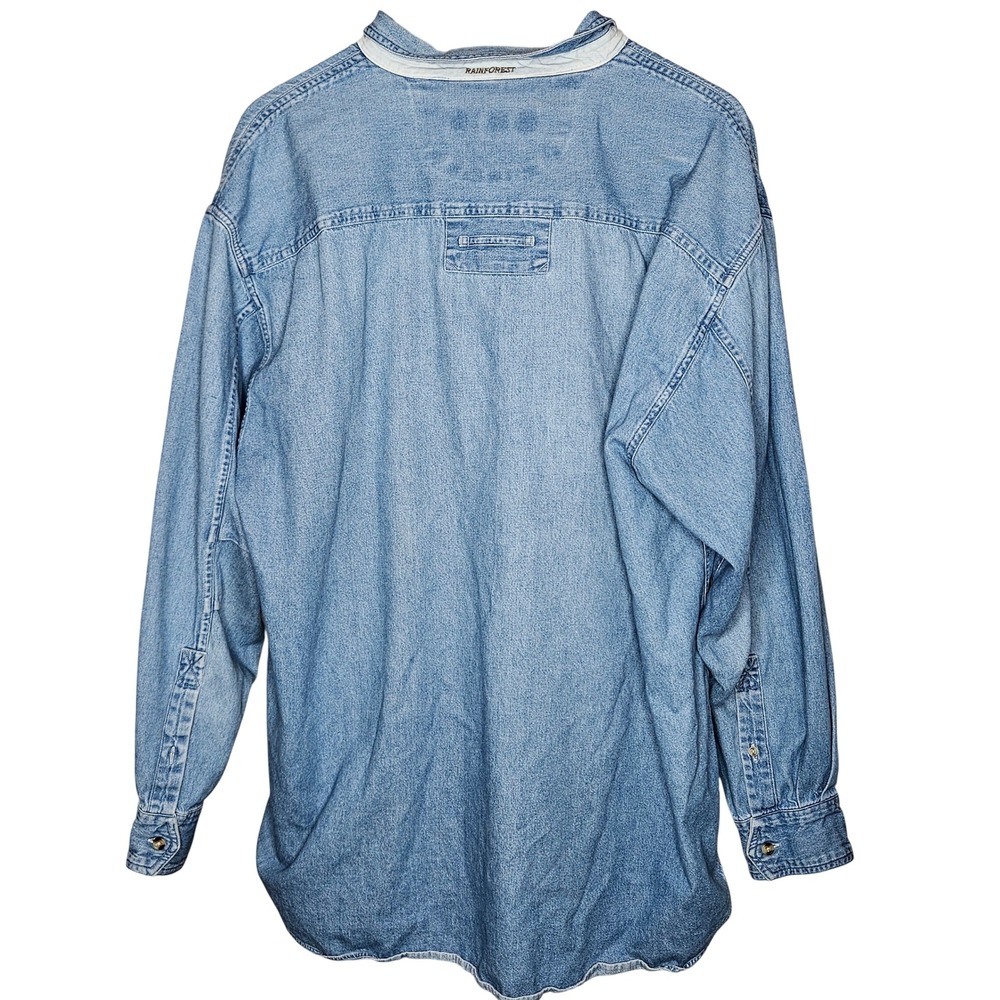 Rainforest Denim Safari Shirt Mens XL Vintage Utility Outdoor Cotton Button Down - Picture 5 of 8